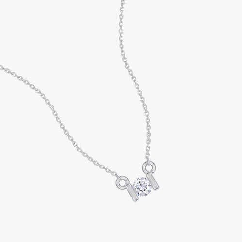0.02 Carat Round Cut Lab Grown Diamont Solitaire Morse Code Pendant Necklace Alphabet letter "E"