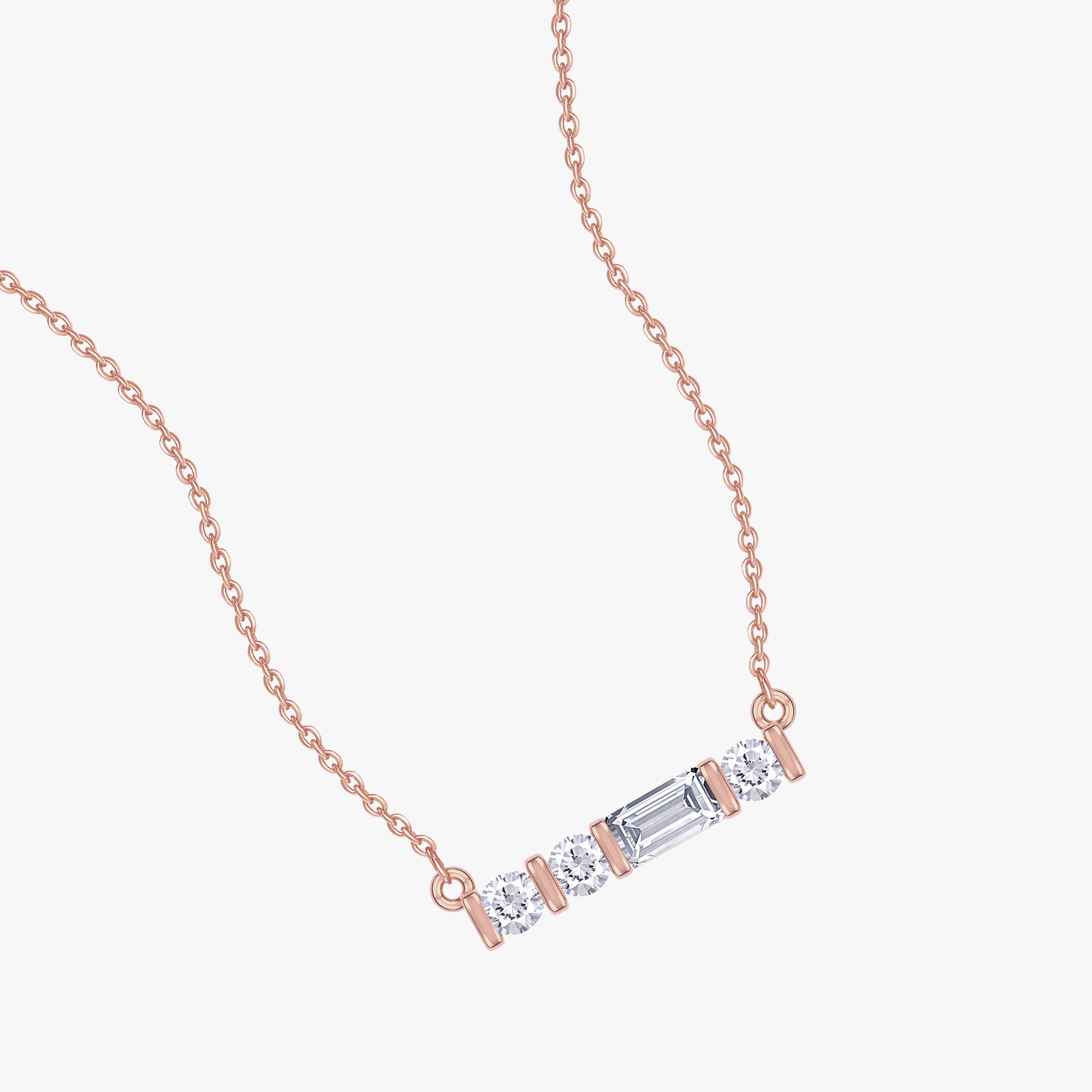 0.17 Carat Lab Grown Diamond Line Bar Morse Code Pendant Necklace Alaphabet Letter "F"
