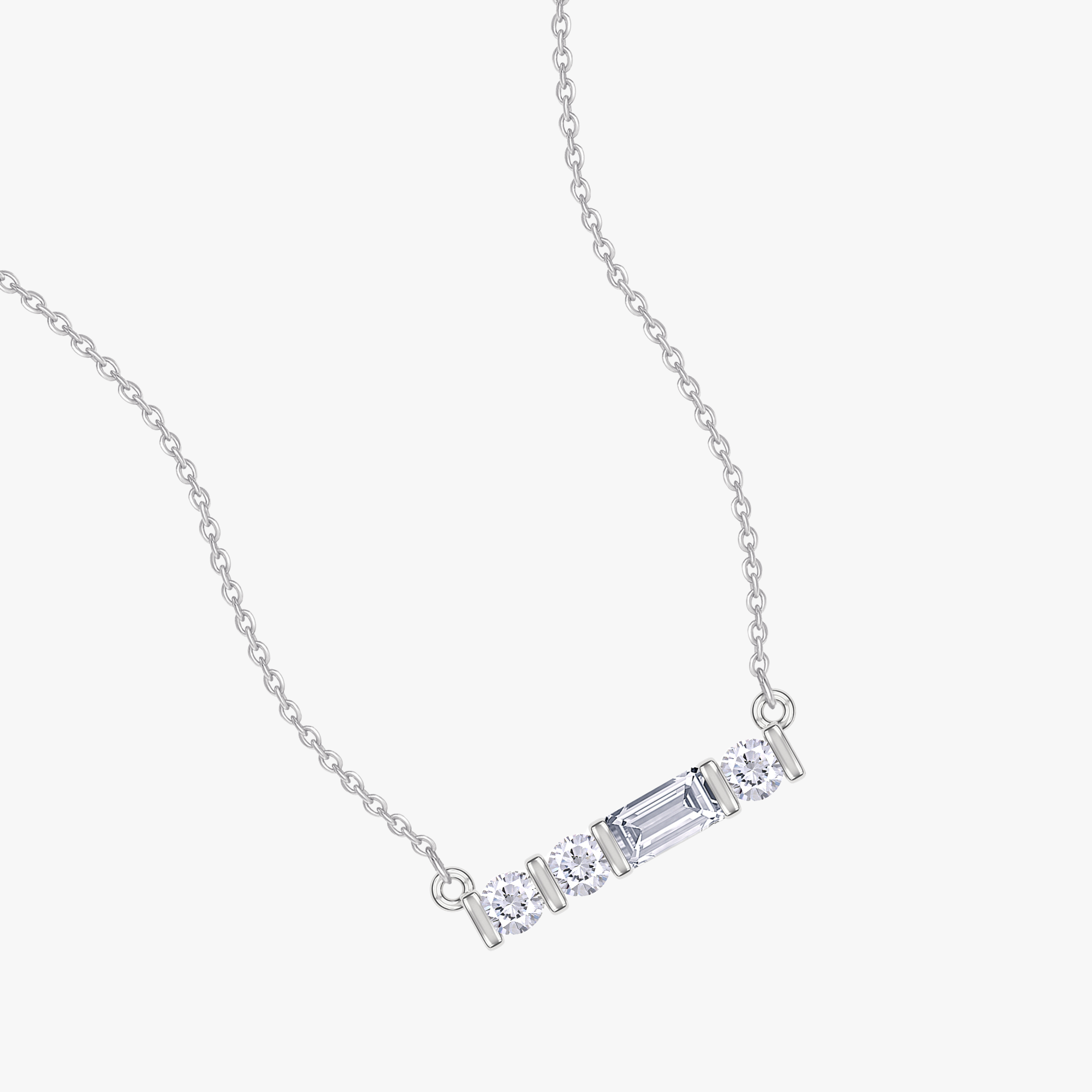 0.17 Carat Lab Grown Diamond Line Bar Morse Code Pendant Necklace Alaphabet Letter "F"