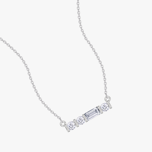 0.17 Carat Lab Grown Diamond Line Bar Morse Code Pendant Necklace Alaphabet Letter "F"