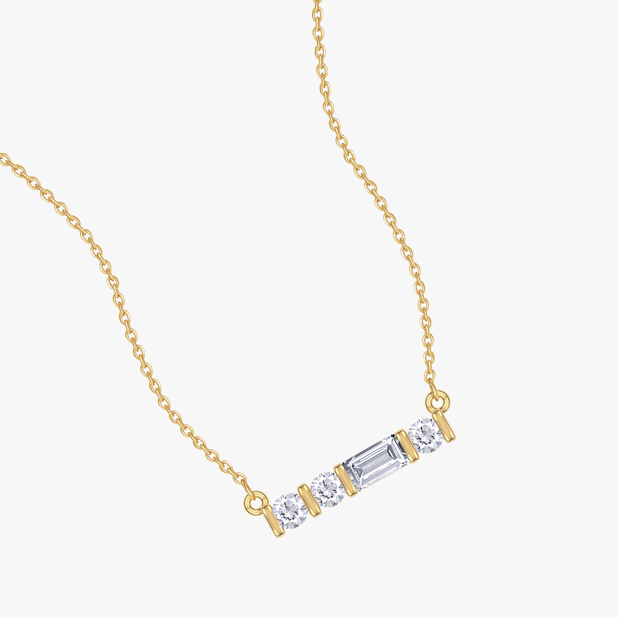 0.17 Carat Lab Grown Diamond Line Bar Morse Code Pendant Necklace Alaphabet Letter "F"