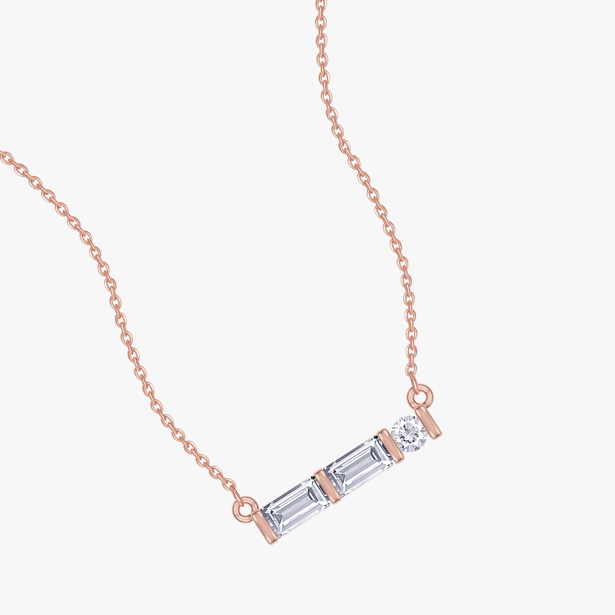 0.12 Carat Lab Grown Diamond Three Stone Pendant Morse Code  Necklace Alphabet Letter "G"