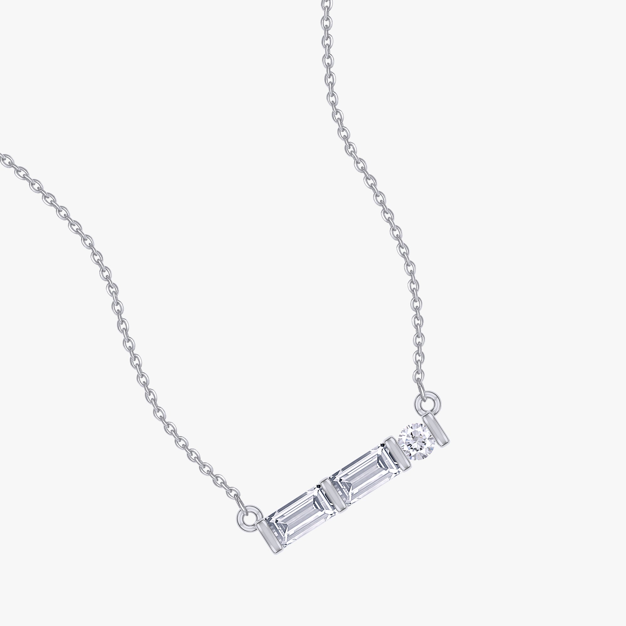 0.12 Carat Lab Grown Diamond Three Stone Pendant Morse Code  Necklace Alphabet Letter "G"