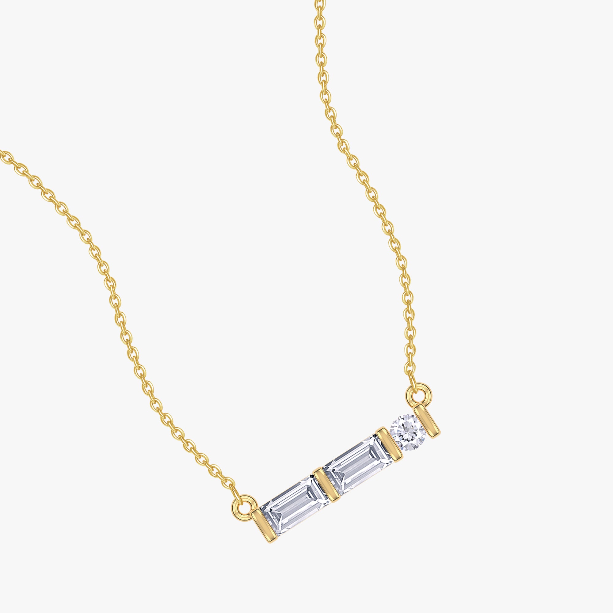 0.12 Carat Lab Grown Diamond Three Stone Pendant Morse Code  Necklace Alphabet Letter "G"