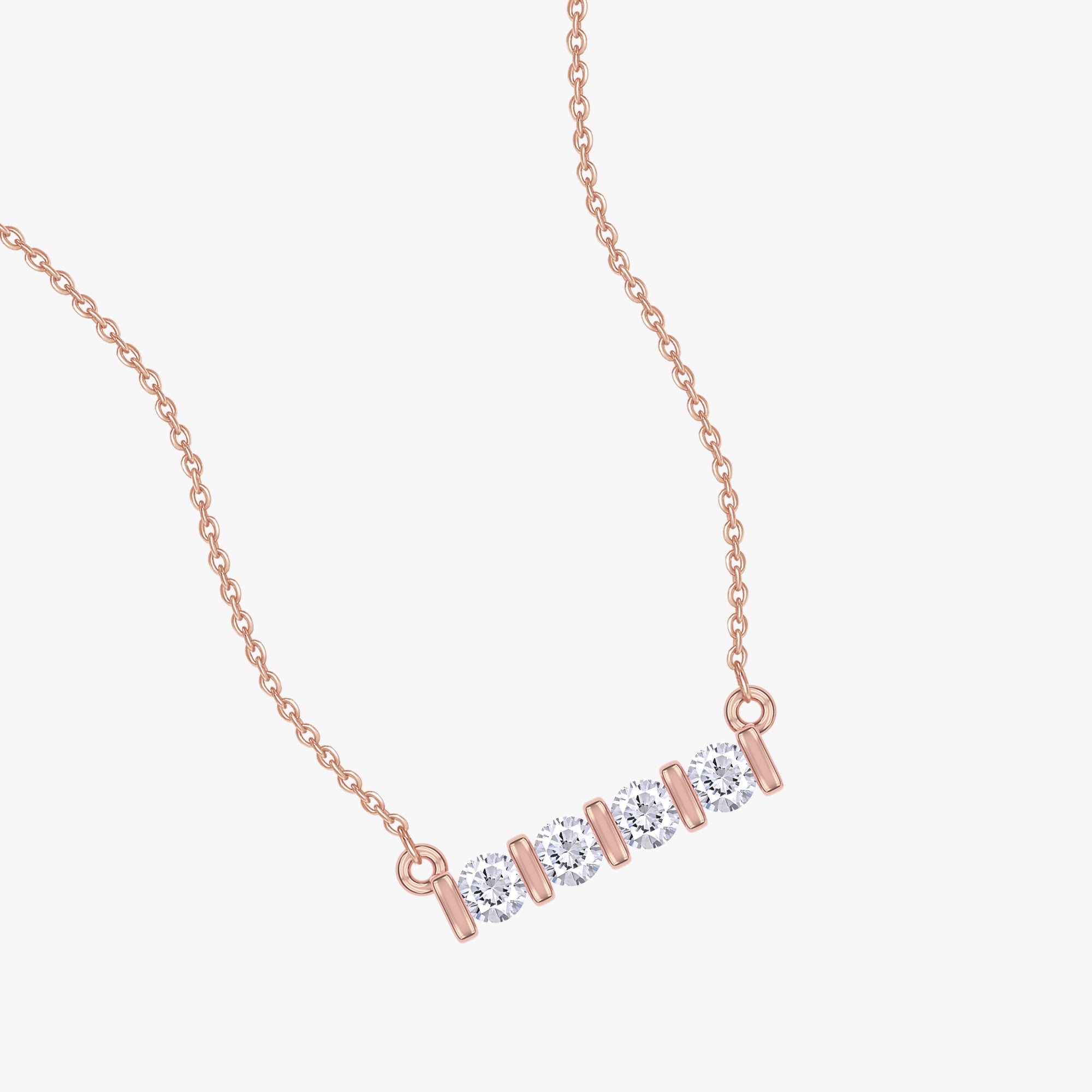 0.07 Carat Round Cut Lab Grown Diamond Bar Morse Code Pendant Necklace Alaphabet Letter "H"
