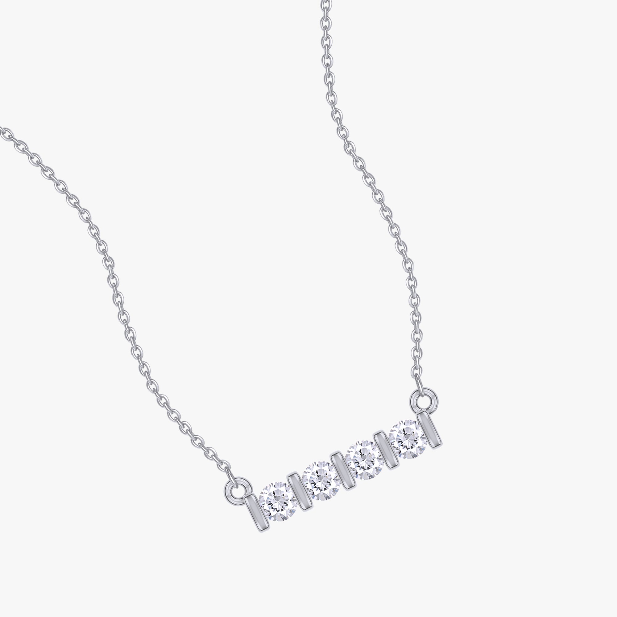 0.07 Carat Round Cut Lab Grown Diamond Bar Morse Code Pendant Necklace Alaphabet Letter "H"