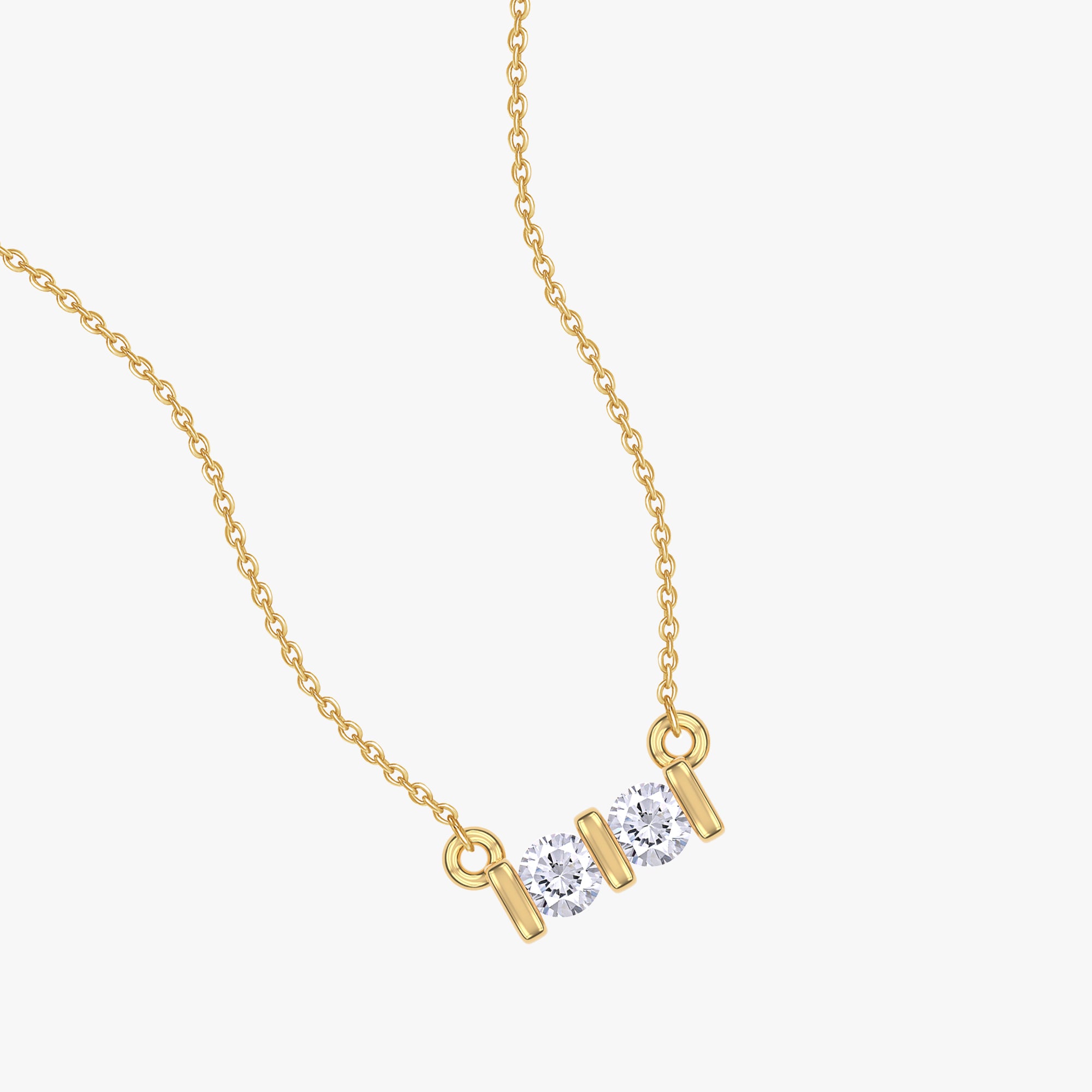 0.04 Carat Round Cut Lab Grown Diamond Two Stone  Morse Code Pendant Necklace Alphabet letter "I"