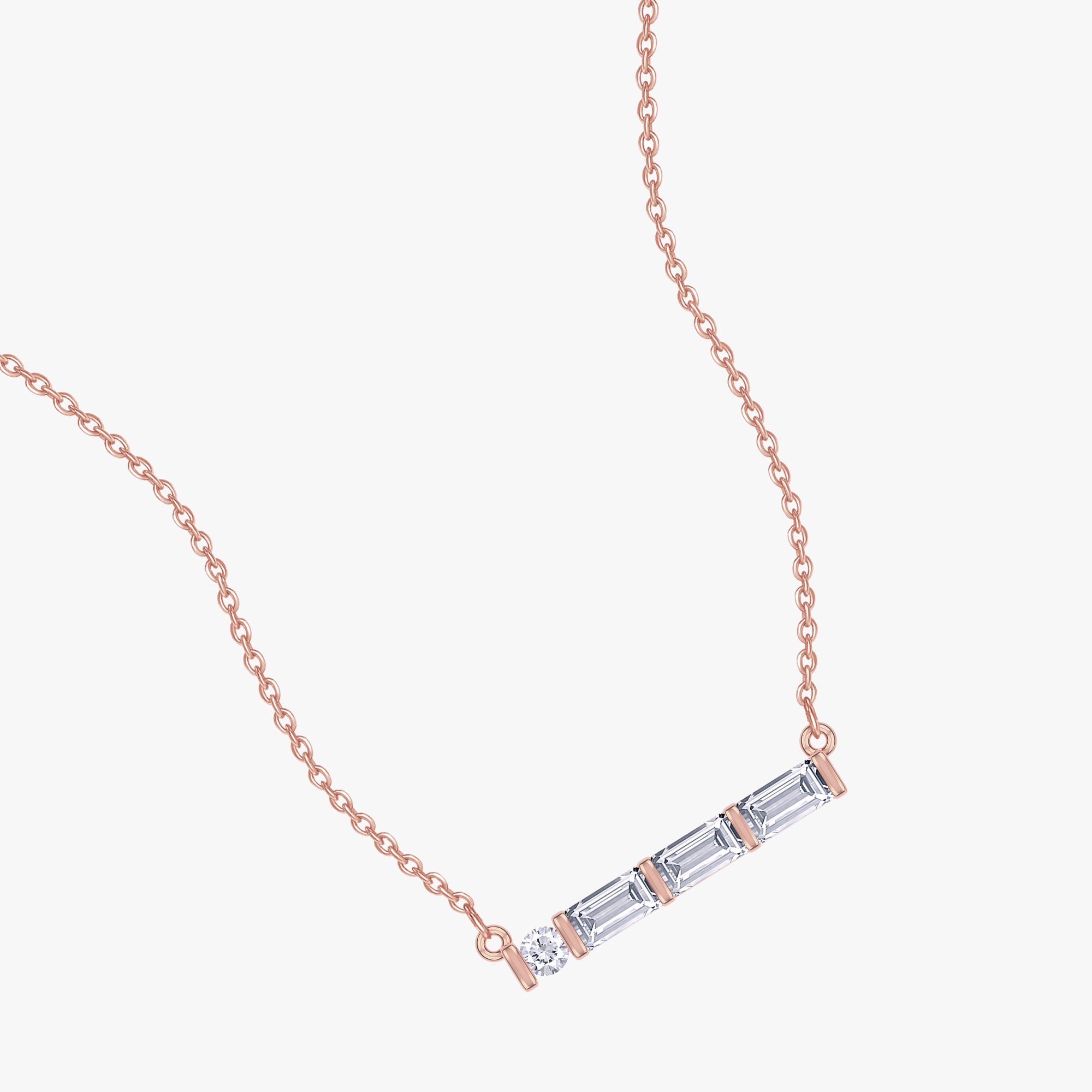 0.17 Carat Lab Grown Diamond Horizontal Bar Morse Code Pendant Alaphabet Letter "J"