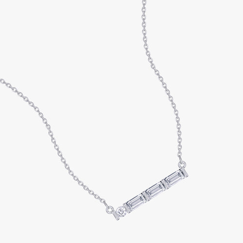 0.17 Carat Lab Grown Diamond Horizontal Bar Morse Code Pendant Alaphabet Letter "J"