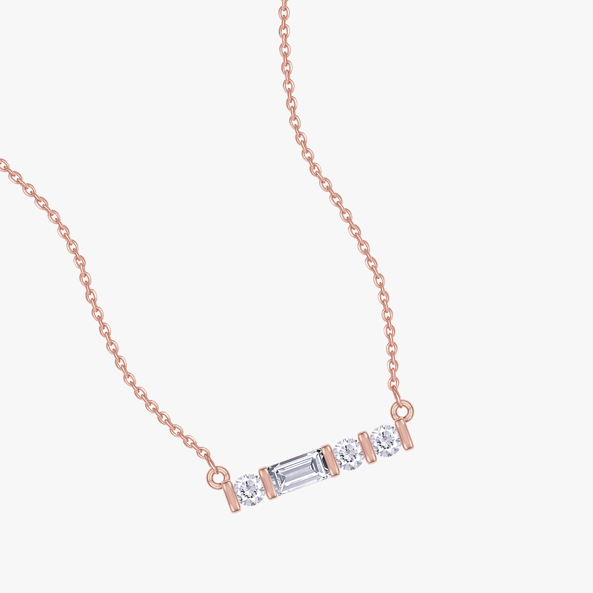 0.10 Carat Lab Grown Diamond Morse Code Horizontal Necklace Alphabet Letter "L"