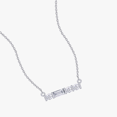 0.10 Carat Lab Grown Diamond Morse Code Horizontal Necklace Alphabet Letter "L"