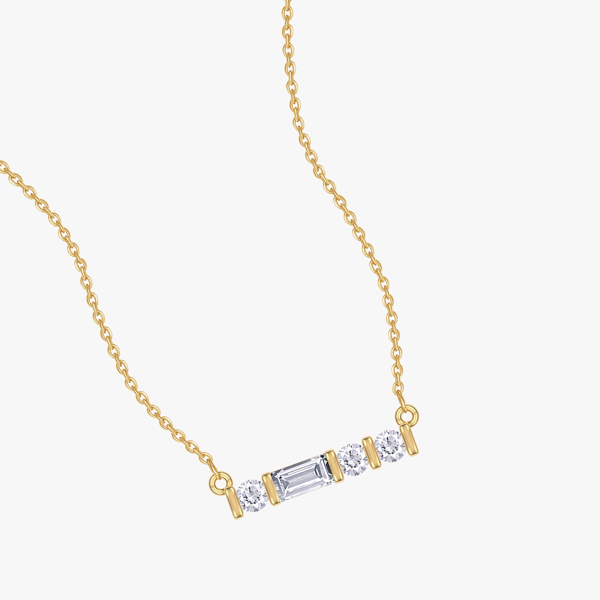 0.10 Carat Lab Grown Diamond Morse Code Horizontal Necklace Alphabet Letter "L"