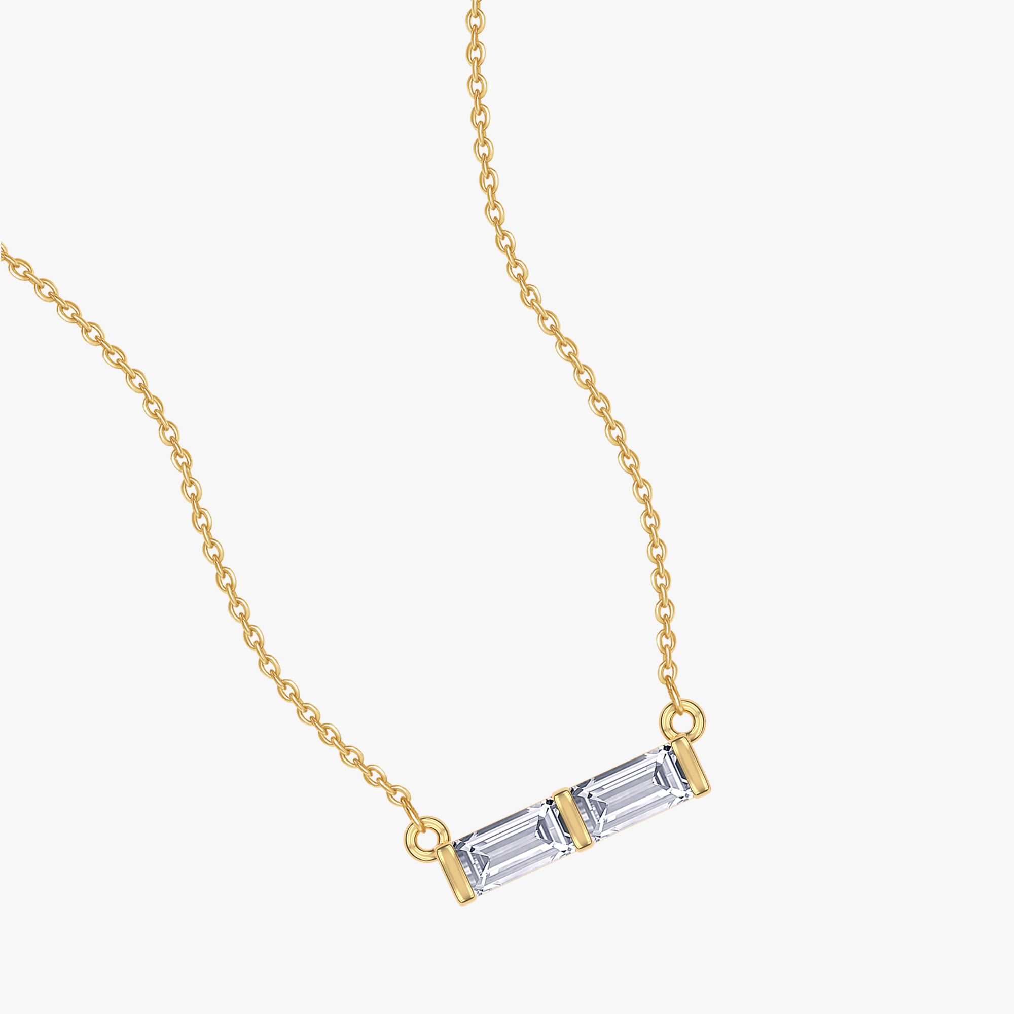 0.10 Carat Baguette Cut Lab Grown Diamond Two Stone Morse Code Pendant Necklace Alphabet Letter "M"