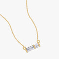 0.07 Carat Baguette and Round Cut Lab Grown Diamond Two Stone Morse Code Pendant Necklace Alaphabet Letter "N"