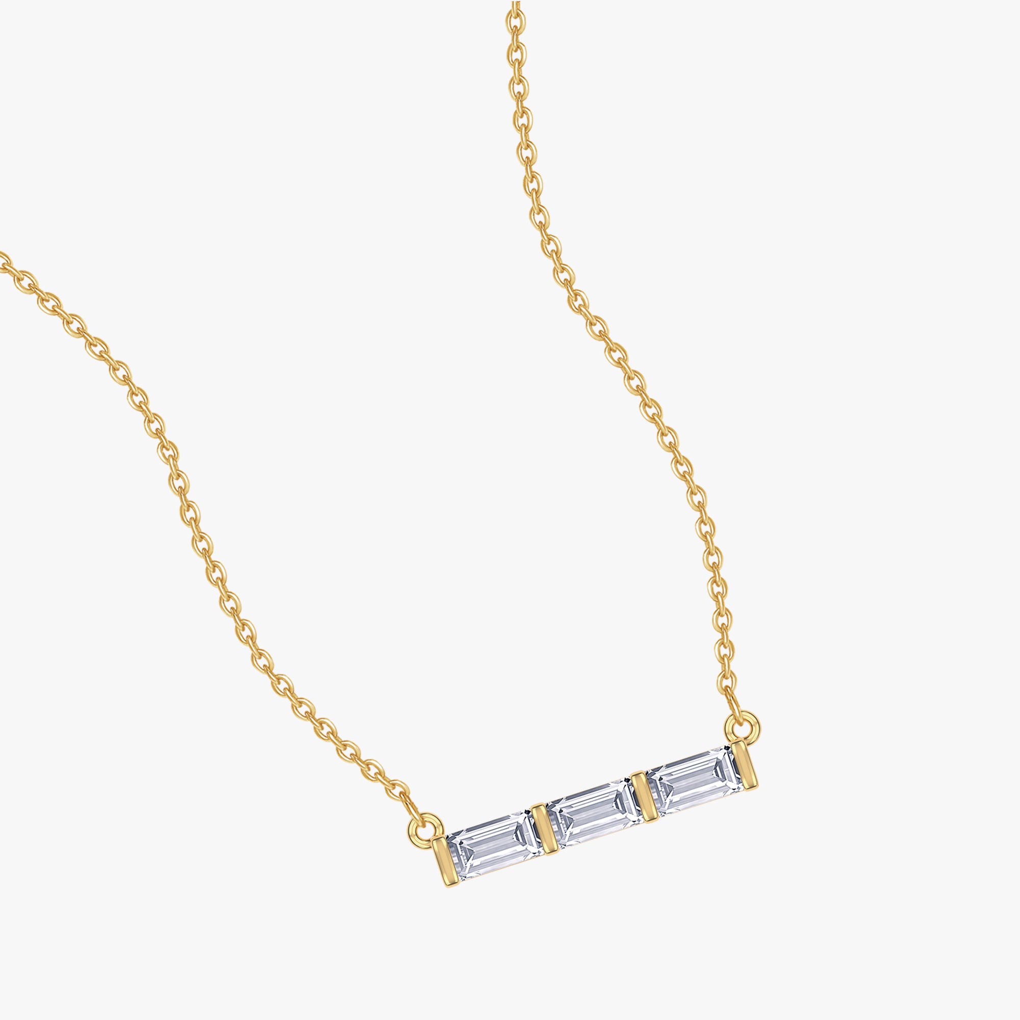 0.15 Carat Baguette Cut Lab Grown Diamond Three Stone Morse Code Pendant Necklace Alphabet Letter "O"