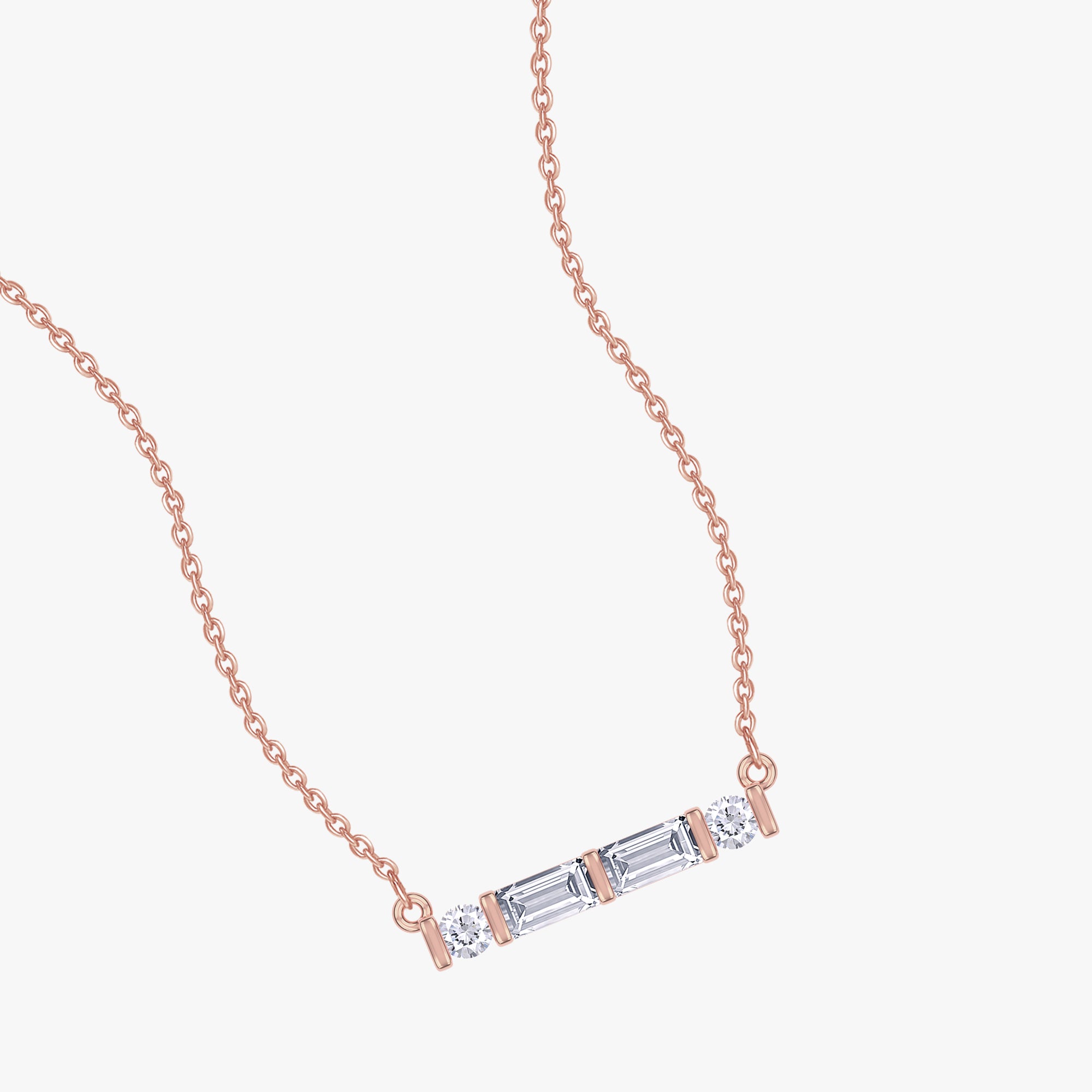 0.15 Carat Lab Grown Diamond Bar Morse CodePendant Necklace Alphabet Letter "P"