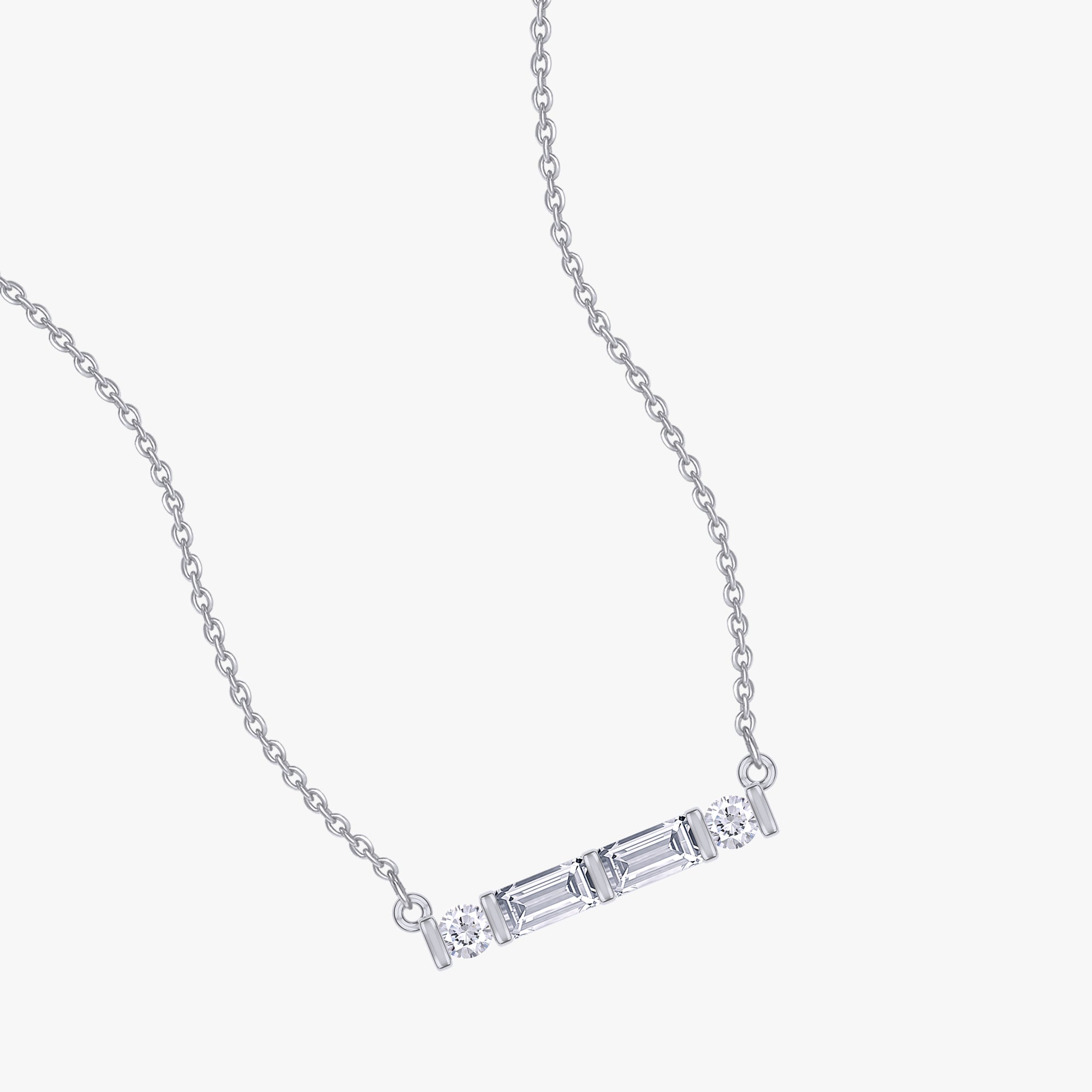 0.15 Carat Lab Grown Diamond Bar Morse CodePendant Necklace Alphabet Letter "P"