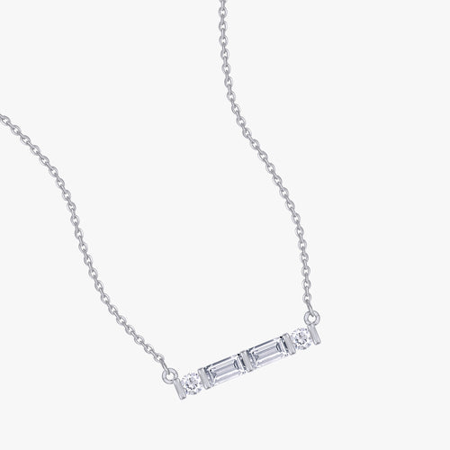 0.15 Carat Lab Grown Diamond Bar Morse CodePendant Necklace Alphabet Letter "P"