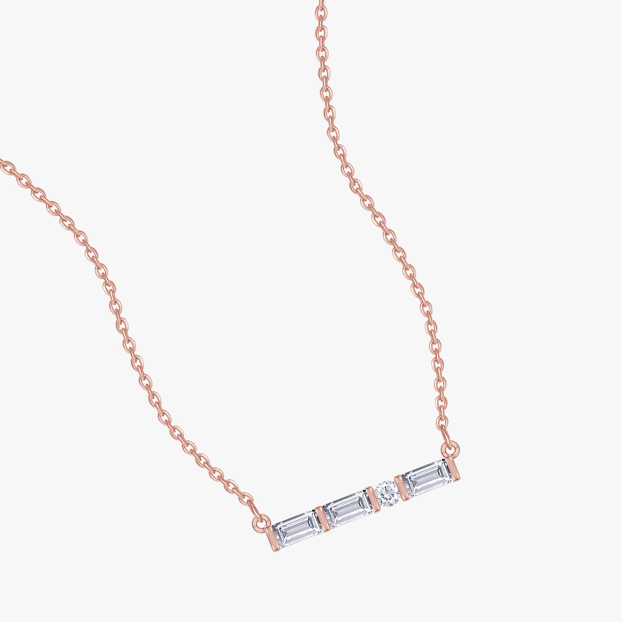 0.17 Carat Lab Grown Diamond Bar Morse Code Pendant Necklace Jewelry Alphabet Letter "Q"