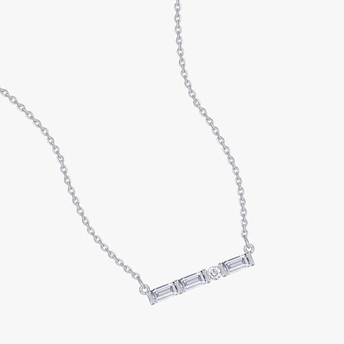 0.17 Carat Lab Grown Diamond Bar Morse Code Pendant Necklace Jewelry Alphabet Letter "Q"