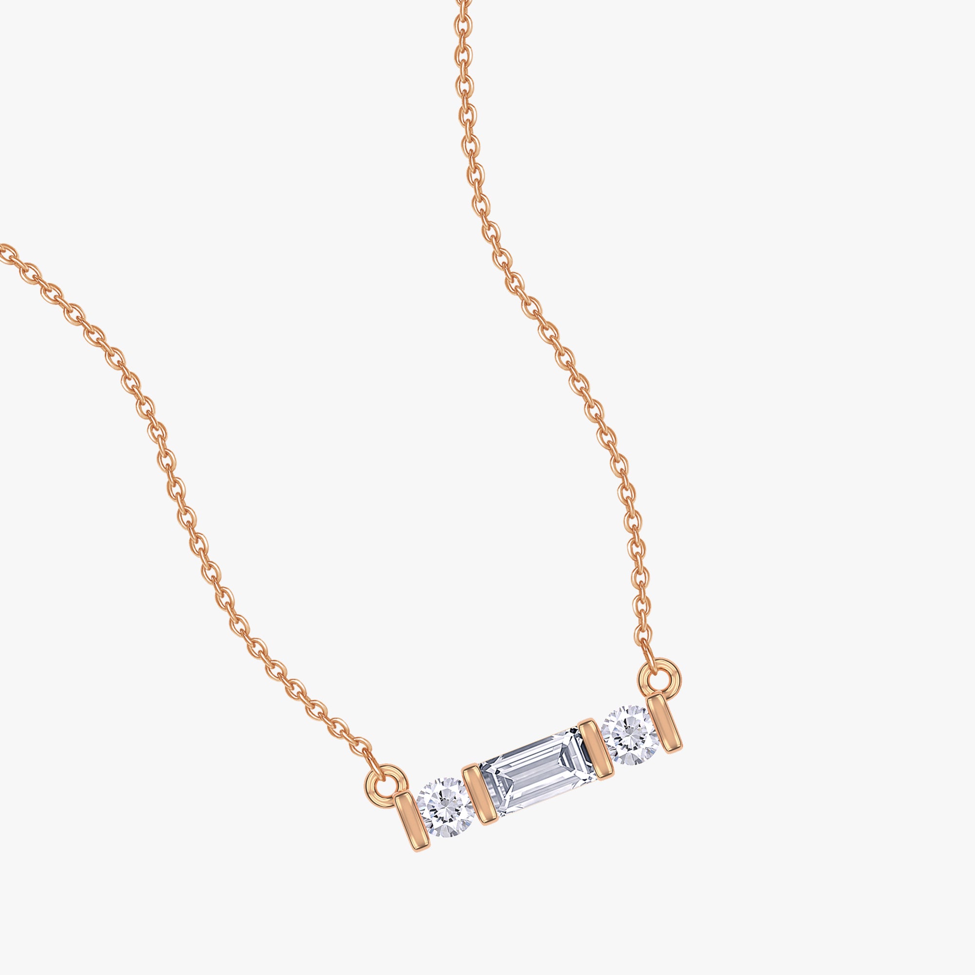 0.09 Carat Lab Grown Diamond Three Stone  Morse Code Pendant Necklace Alphabet Letter "R""