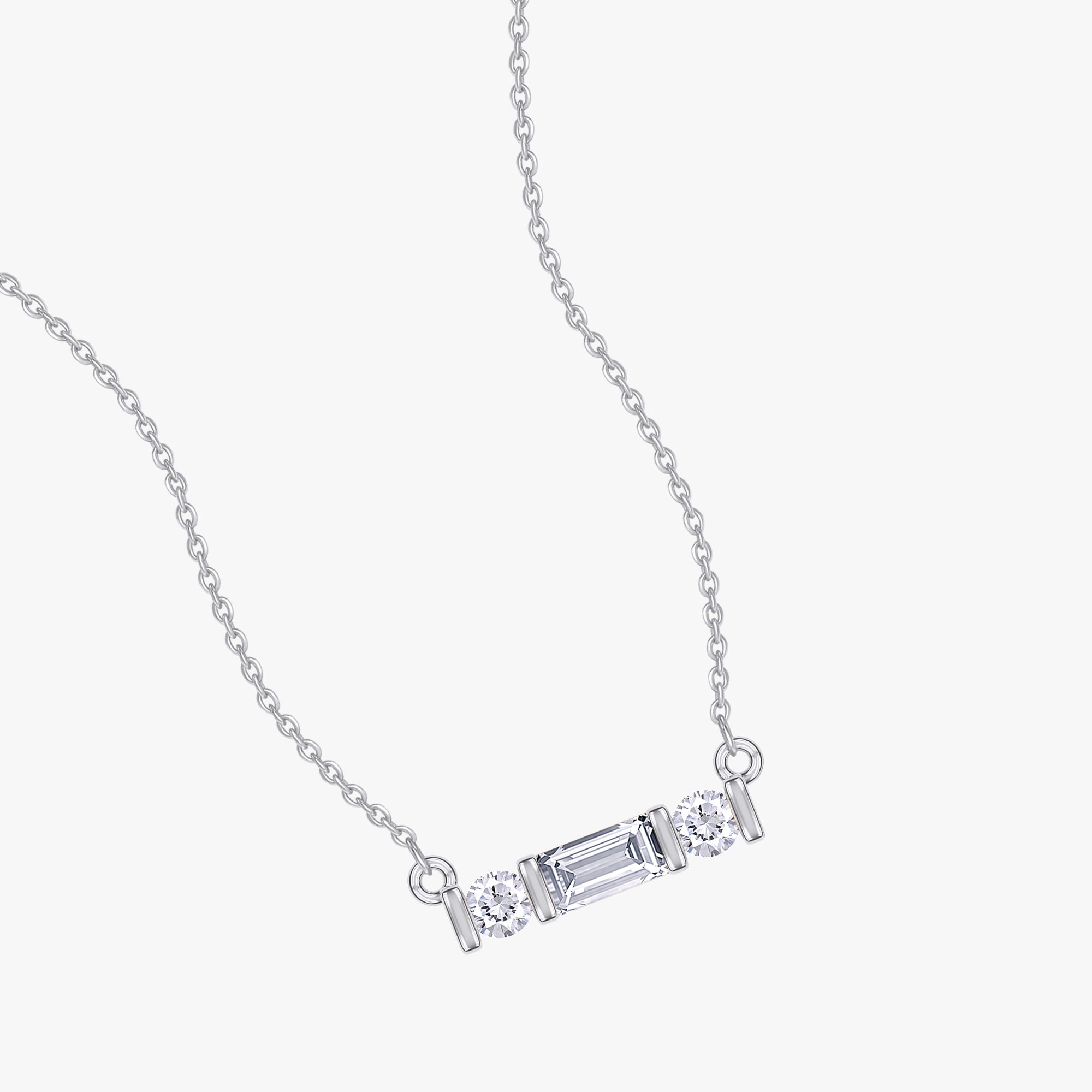 0.09 Carat Lab Grown Diamond Three Stone  Morse Code Pendant Necklace Alphabet Letter "R""