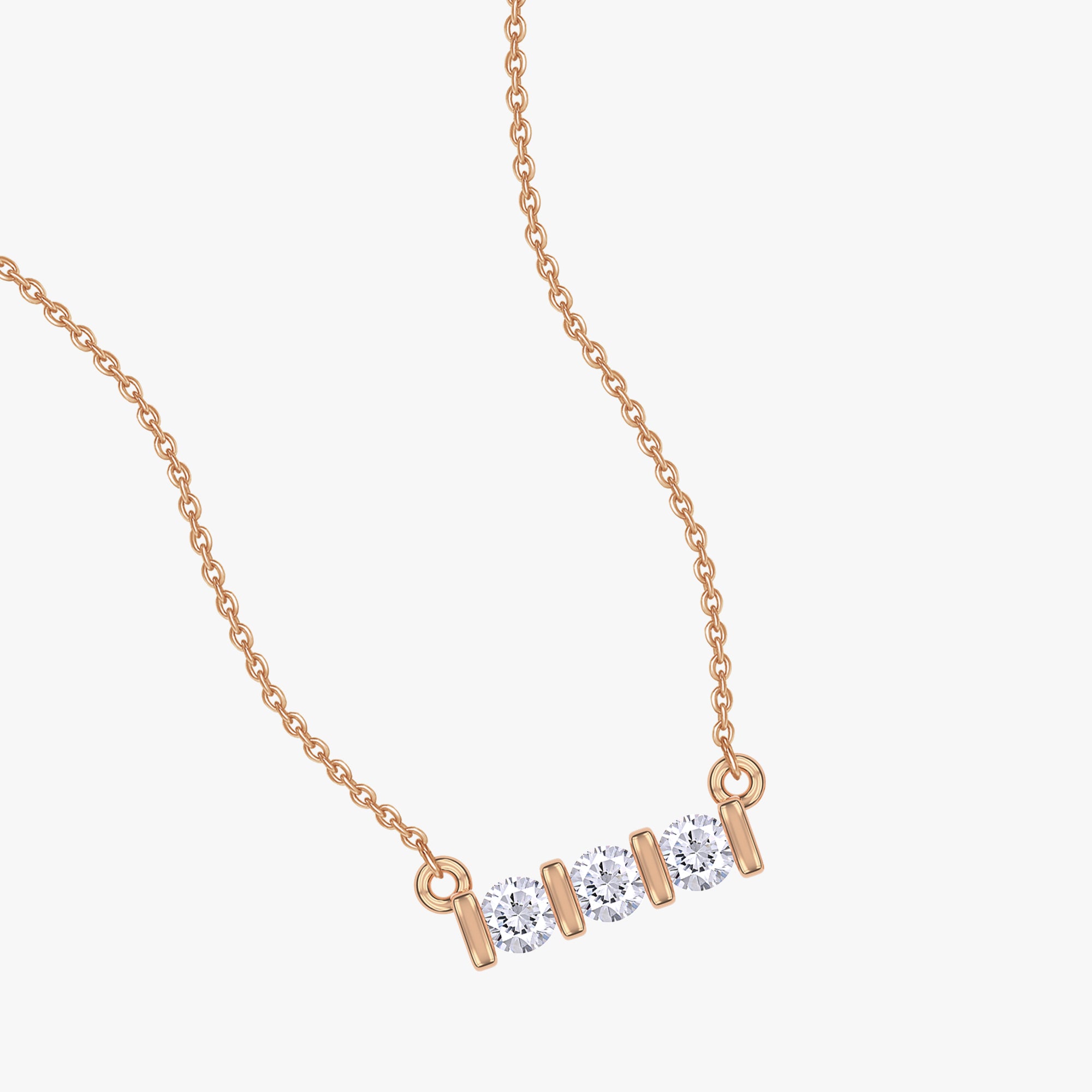 0.05 Carat Round Cut Lab Grown Diamond Three Stone  Morse Code Pendant Necklace Alphabet Letter "S"