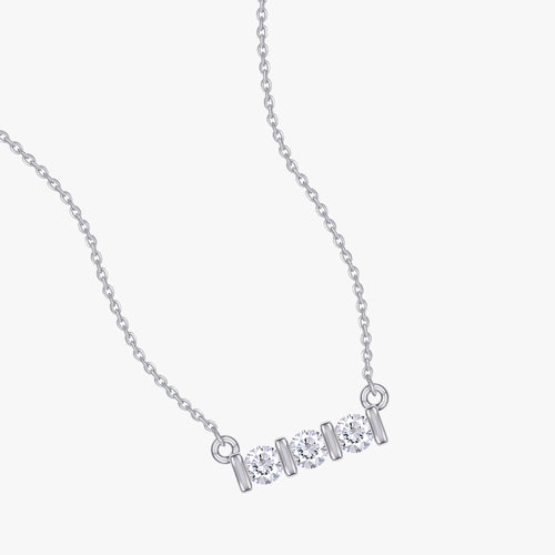 0.05 Carat Round Cut Lab Grown Diamond Three Stone  Morse Code Pendant Necklace Alphabet Letter "S"