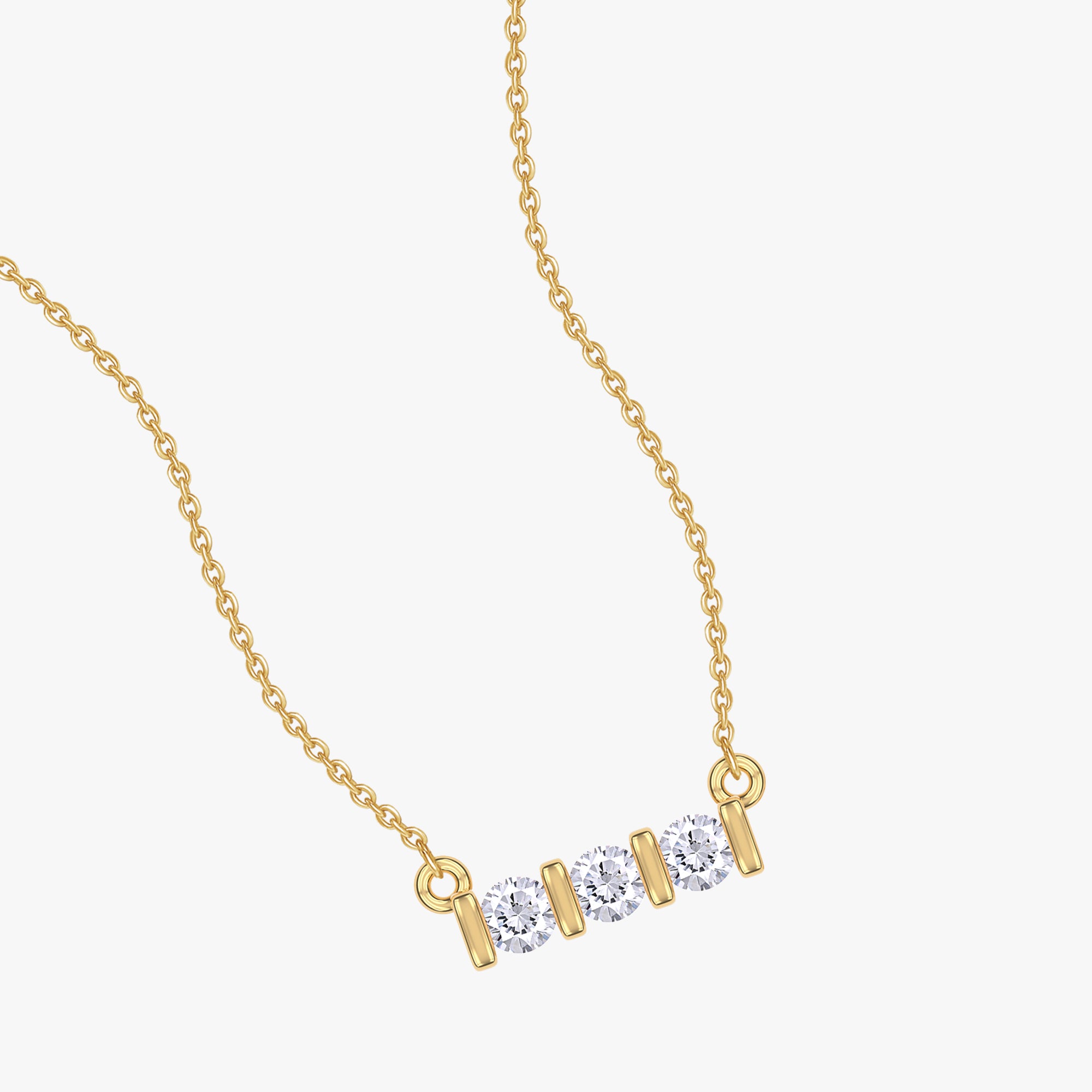 0.05 Carat Round Cut Lab Grown Diamond Three Stone  Morse Code Pendant Necklace Alphabet Letter "S"
