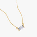 0.05 Carat Baguette Cut Lab Grown Diamond Solitaire  Morse Code Pendant Necklace Alphabet Letter "T"