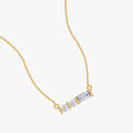 0.10 Carat Baguette and Round Cut Lab Grown Diamond 3-Stone Morse Code Pendant Necklace Alaphabet Letter "U"