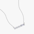 0.10 Carat Baguette and Round Cut Lab Grown Diamond Four Stone Morse Code Pendant Necklace "V"