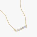 0.10 Carat Baguette and Round Cut Lab Grown Diamond Four Stone Morse Code Pendant Necklace "V"