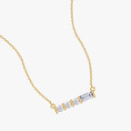 0.10 Carat Baguette and Round Cut Lab Grown Diamond Four Stone Morse Code Pendant Necklace "V"