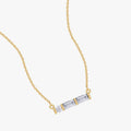 0.12 Carat Lab Grown Diamond Three Stone Bar Morse Code Pendant Necklace Alphabet Letter "W"