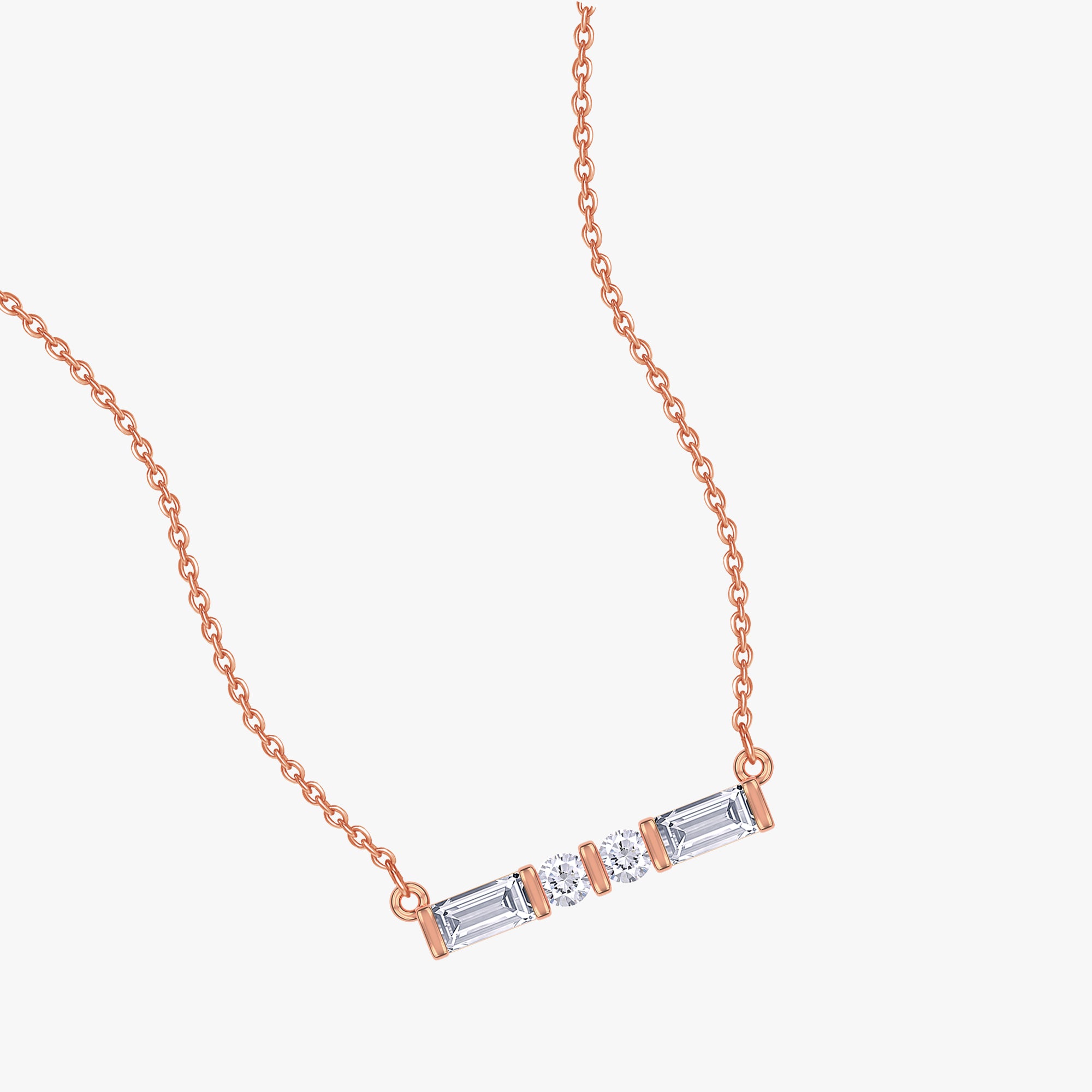 0.14 Carat Lab Grown Diamond Four Stone Horizontal Morse Code Pendant Necklace Jewelry Alphabet Letter "X"