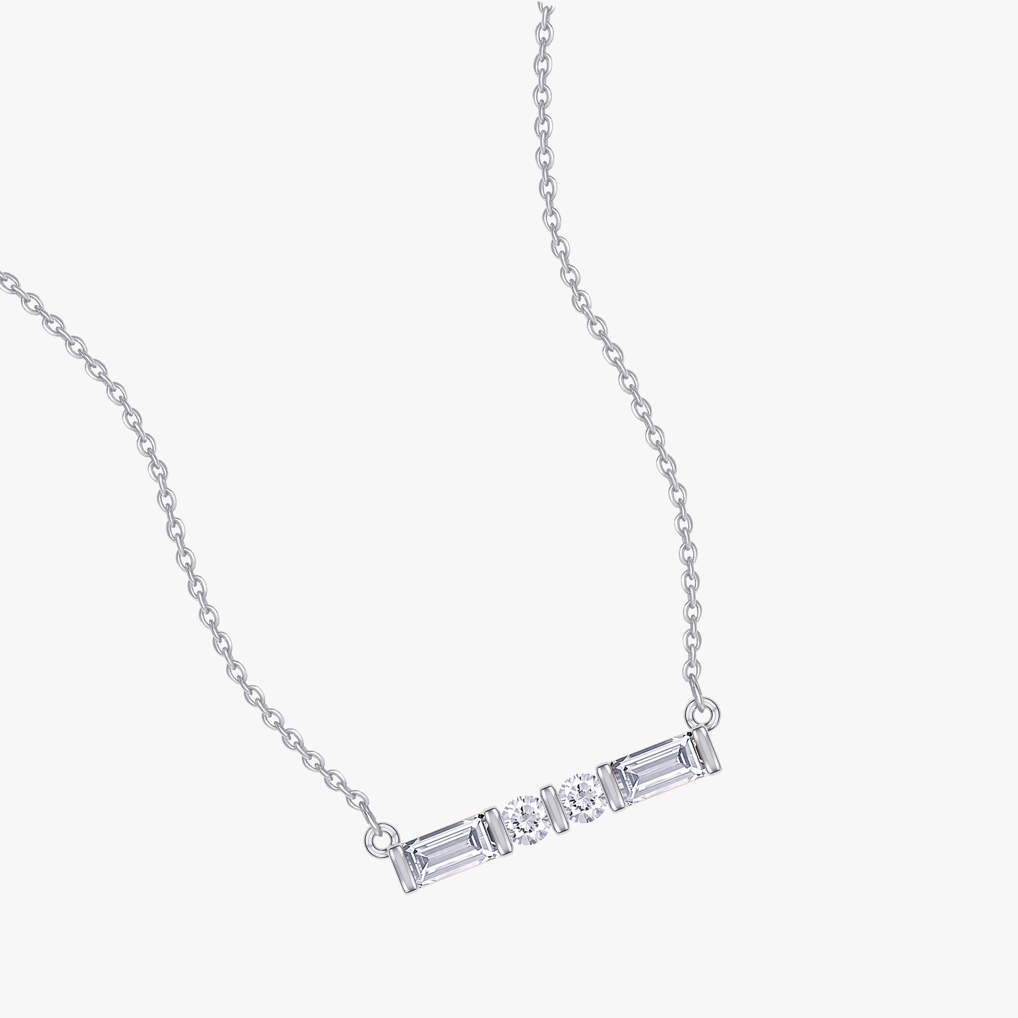 0.14 Carat Lab Grown Diamond Four Stone Horizontal Morse Code Pendant Necklace Jewelry Alphabet Letter "X"