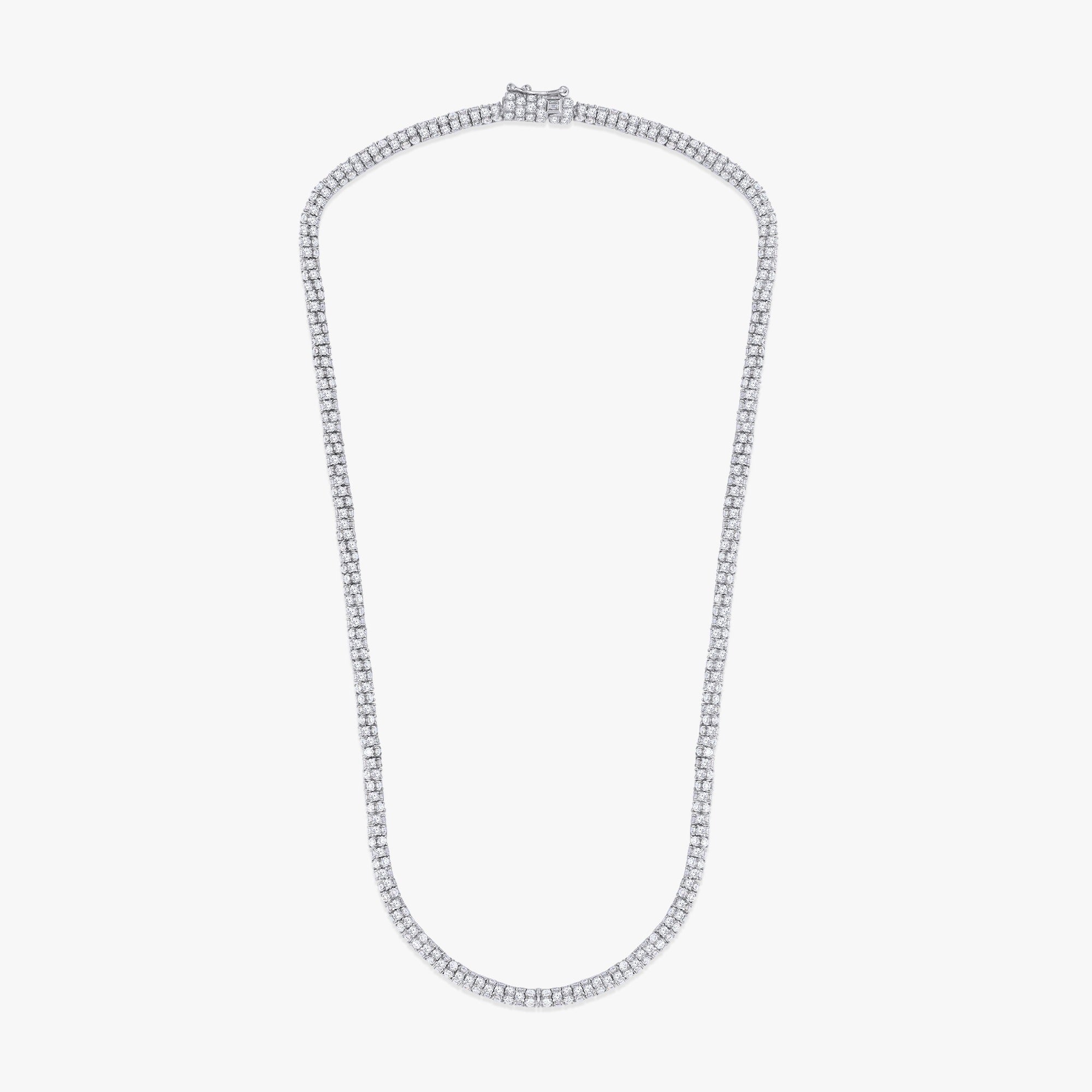 15.35 CTW Baguette and Round Cut Lab Grown Diamond Tennis Necklace