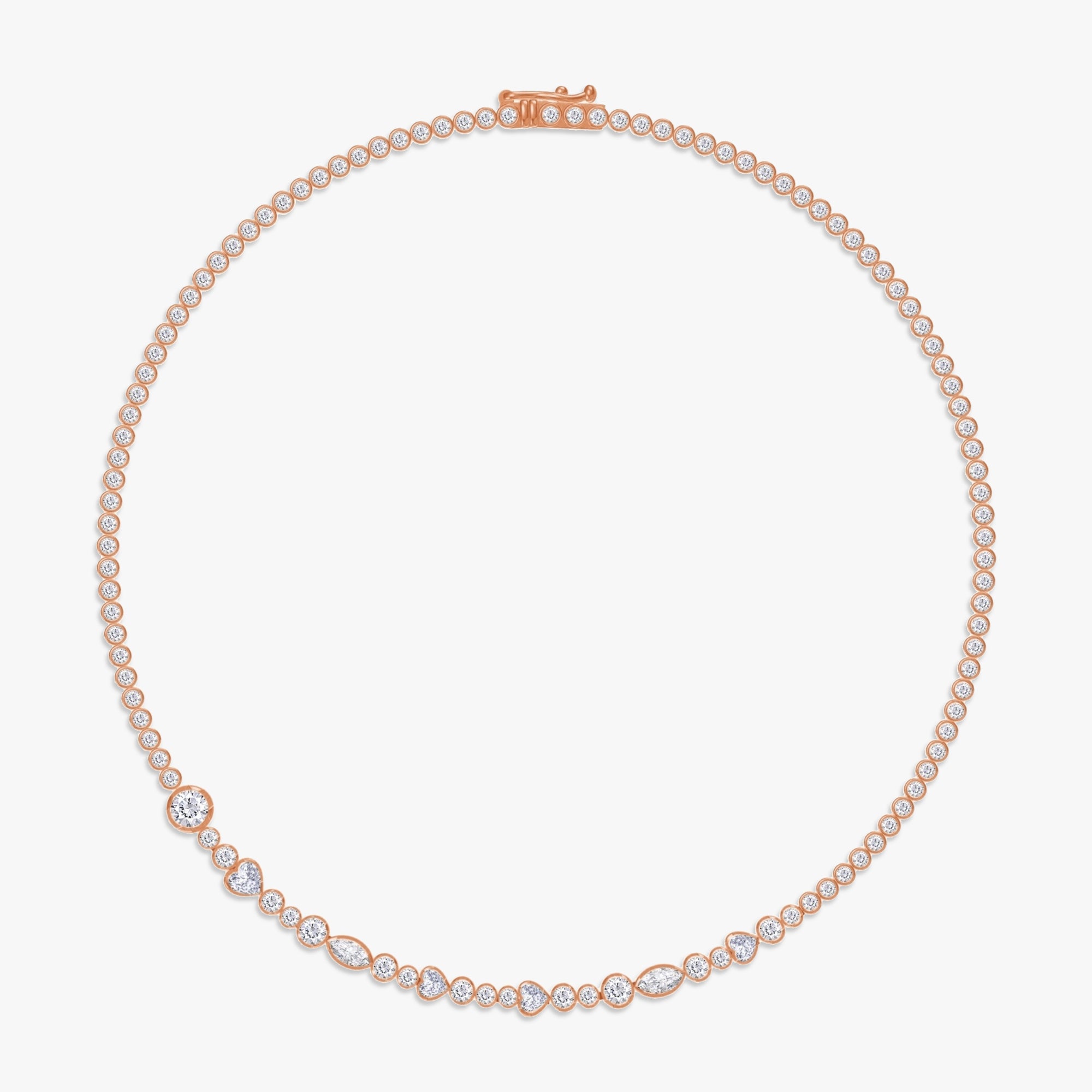 Multi Shape 11.35 Carat Lab Grown Diamond Two Tone Tennis necklace