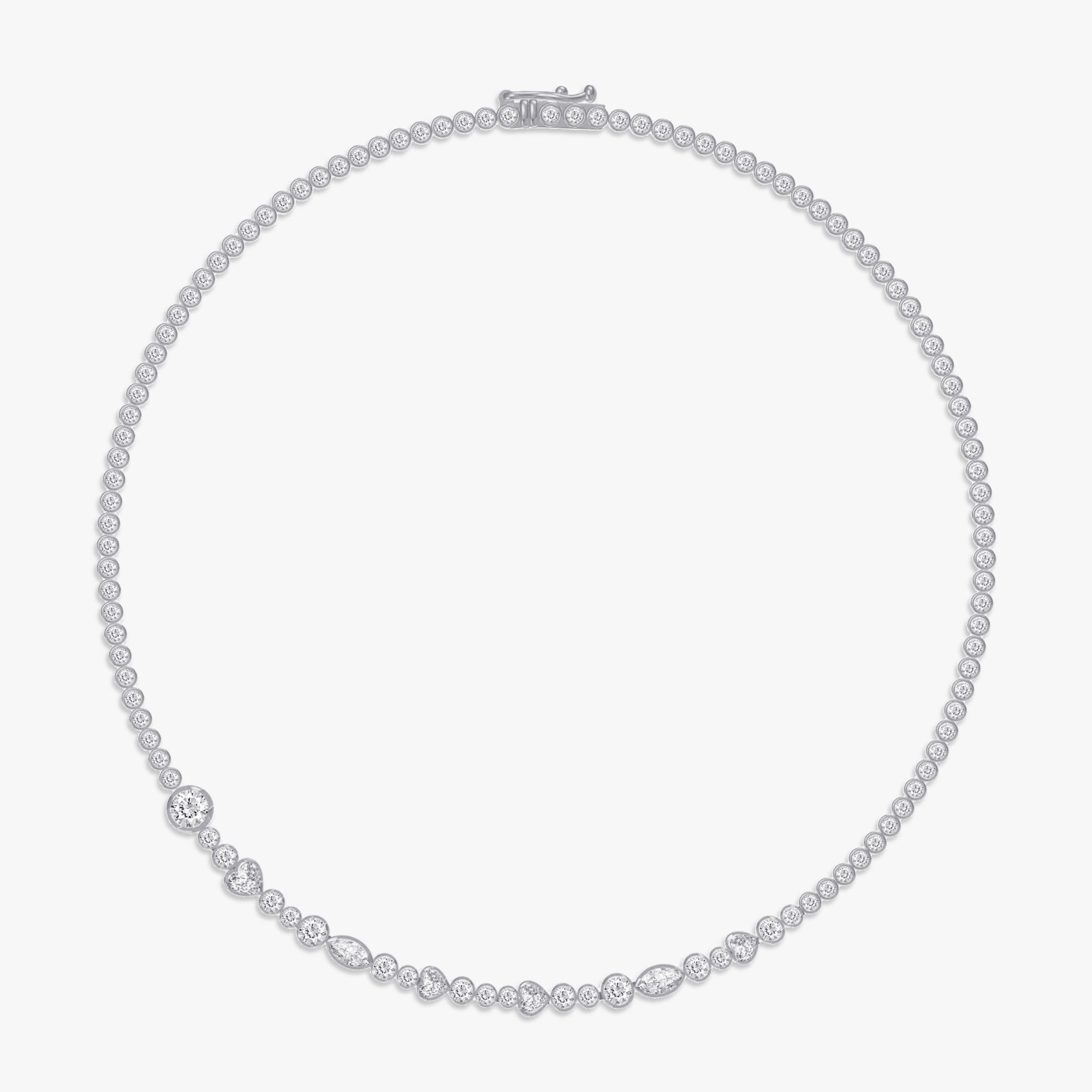 Multi Shape 11.35 Carat Lab Grown Diamond Two Tone Tennis necklace
