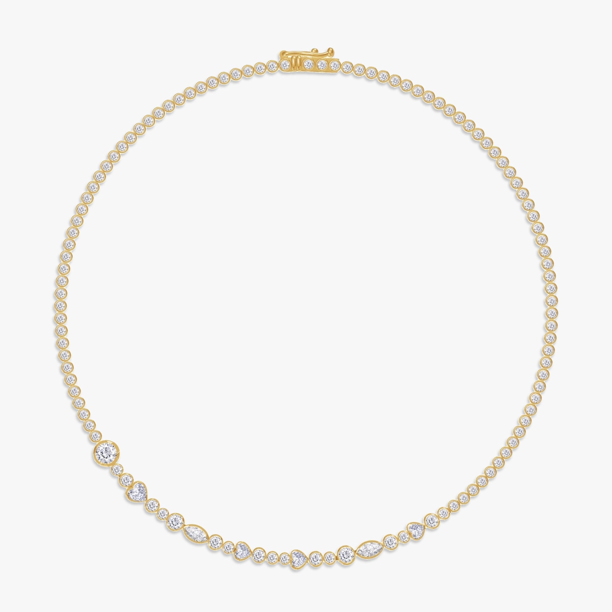Multi Shape 11.35 Carat Lab Grown Diamond Two Tone Tennis necklace
