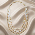 43.45 CTW Lab Grown Diamond Triple Row Tennis Necklace with Pear Drop