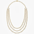 43.45 CTW Lab Grown Diamond Triple Row Tennis Necklace with Pear Drop