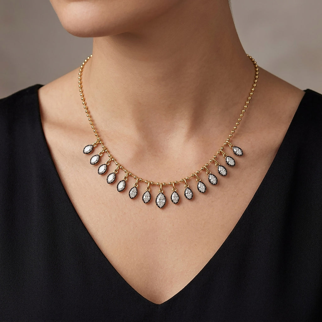 7.70 Carat Marquise Cut Lab Grown Diamond Teardrop Necklace Jewelry