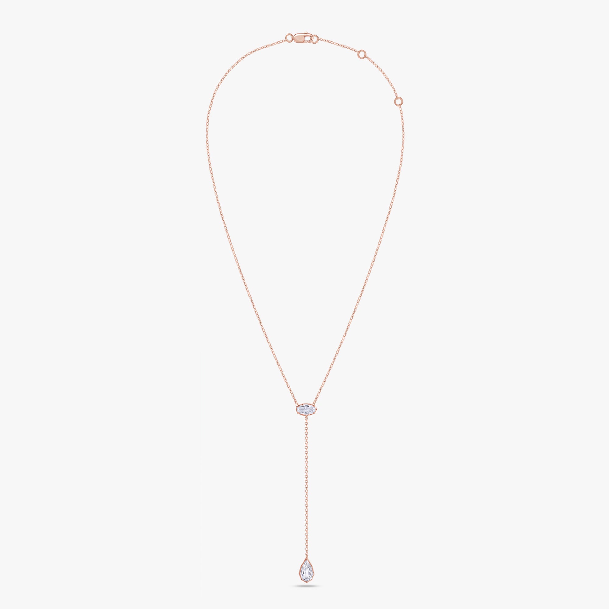 2.00 Carat Oval and Pear Shape Lab Grown Diamond Collar Necklace Jewelry