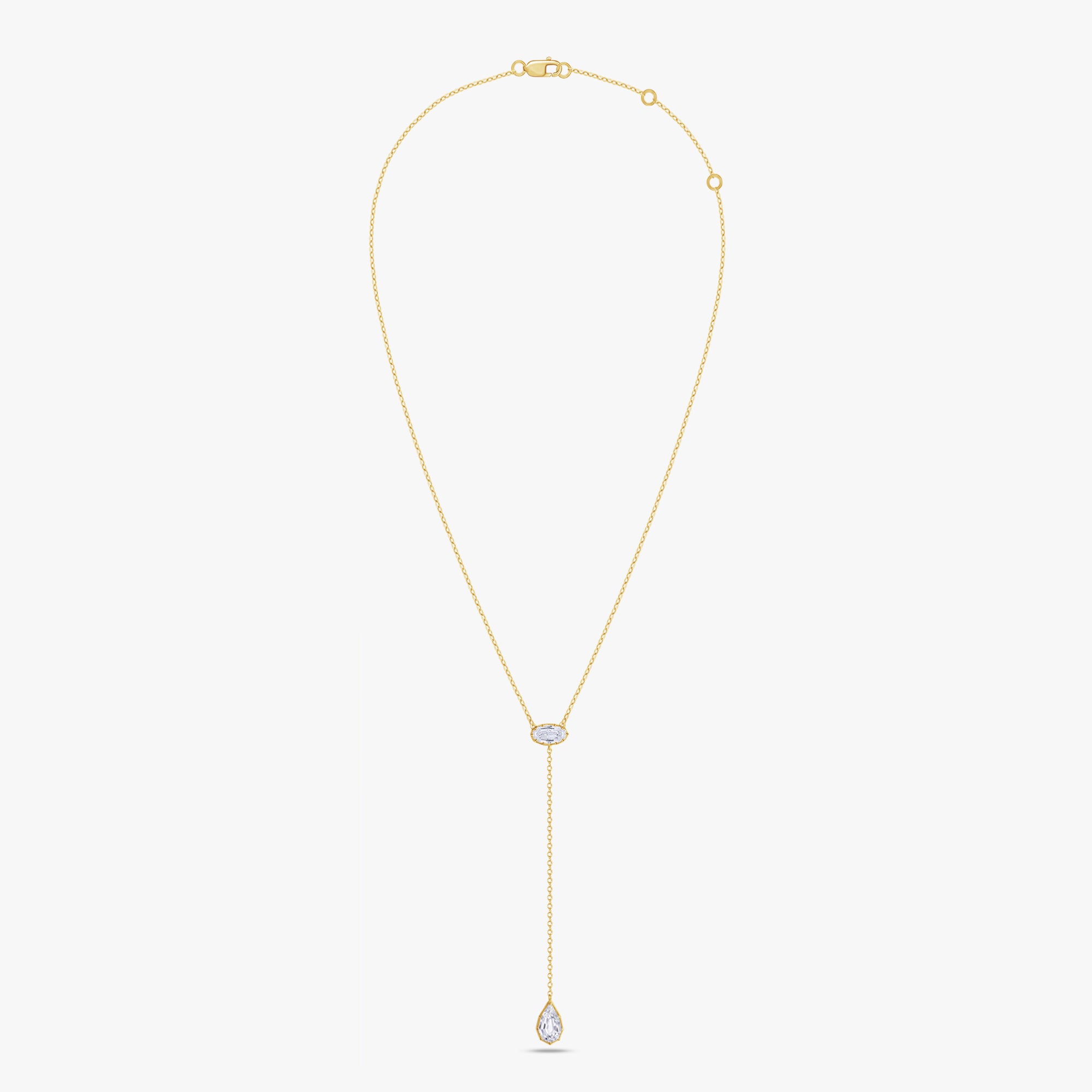 2.00 Carat Oval and Pear Shape Lab Grown Diamond Collar Necklace Jewelry