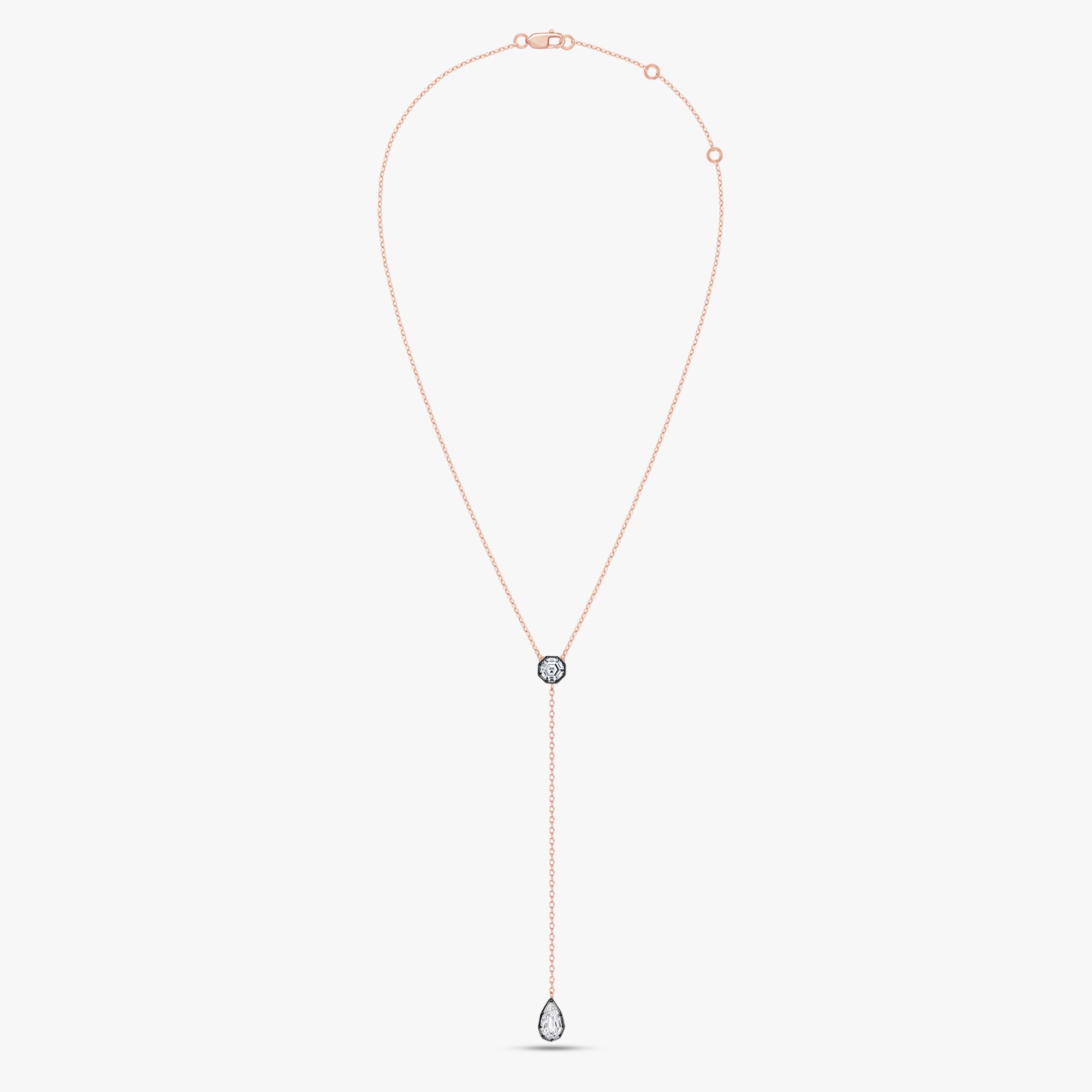 1.25 Carat Hexagon and Pear Shape Lab Grown Diamond Collar Necklace Jewelry