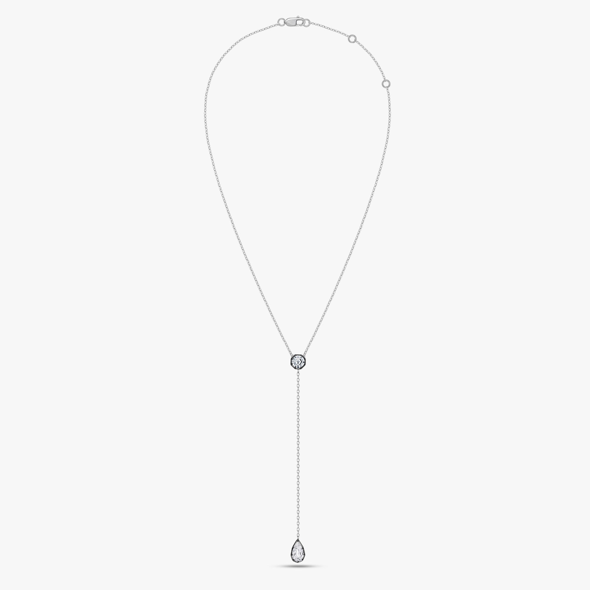 1.25 Carat Hexagon and Pear Shape Lab Grown Diamond Collar Necklace Jewelry