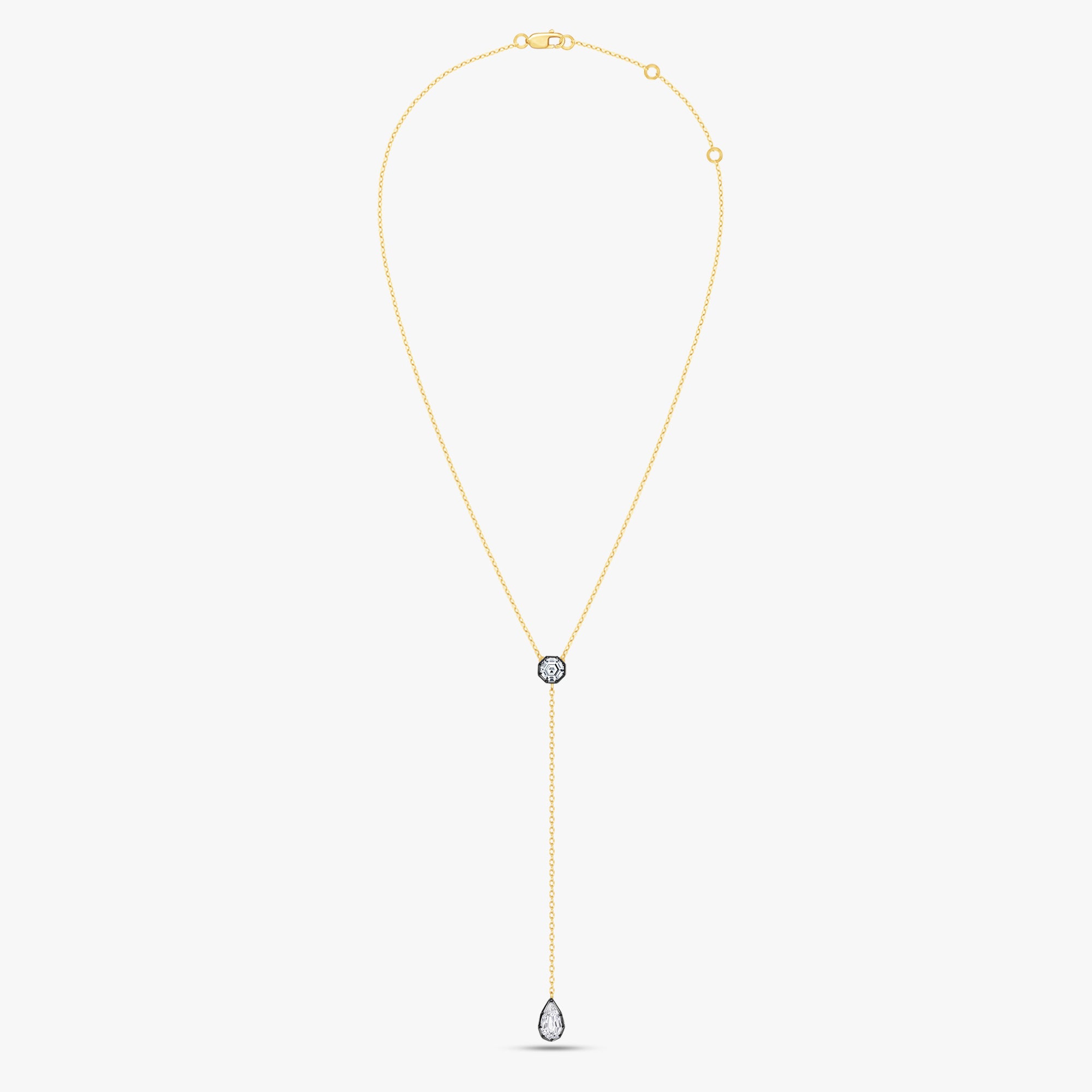 1.25 Carat Hexagon and Pear Shape Lab Grown Diamond Collar Necklace Jewelry
