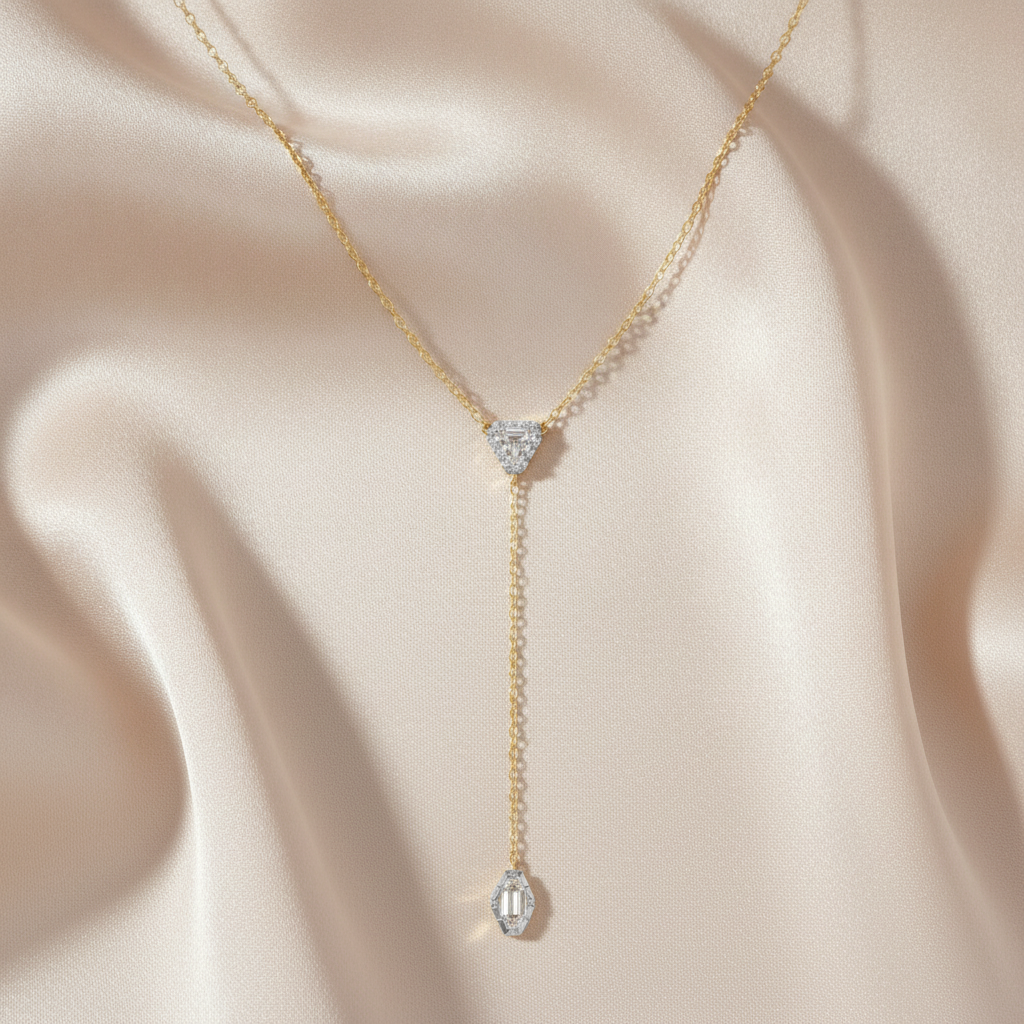 1.20 Carat Lozenge and Calf Cut Lab Grown Diamond Collar Necklace Jewelry